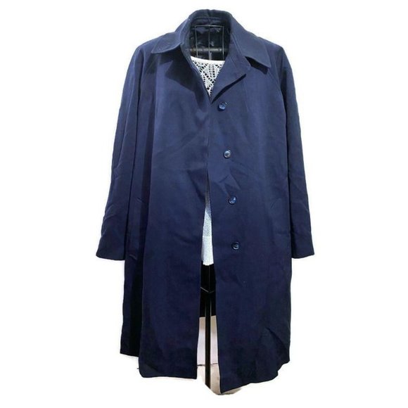 Sara Roberts Navy Blue Coat Sz M Vintage Wool - Picture 1 of 4